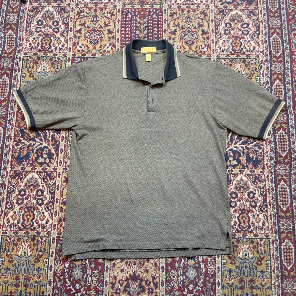 Cross Creek Pro Collection Mens Gray Textured Polo Shirt Size L Short Sleeve USA